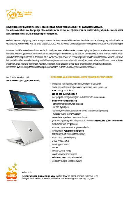 brochure laptop in de klas VTI Roeselare